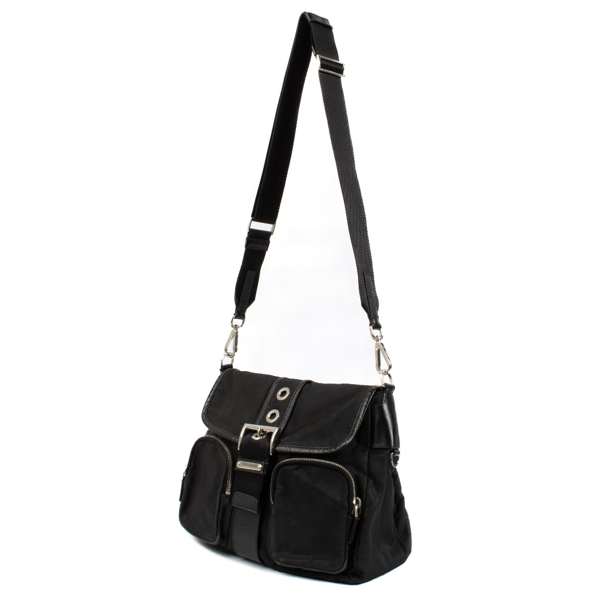 Authentic second hand Prada Black Nylon Messenger Bag on Labellov.com