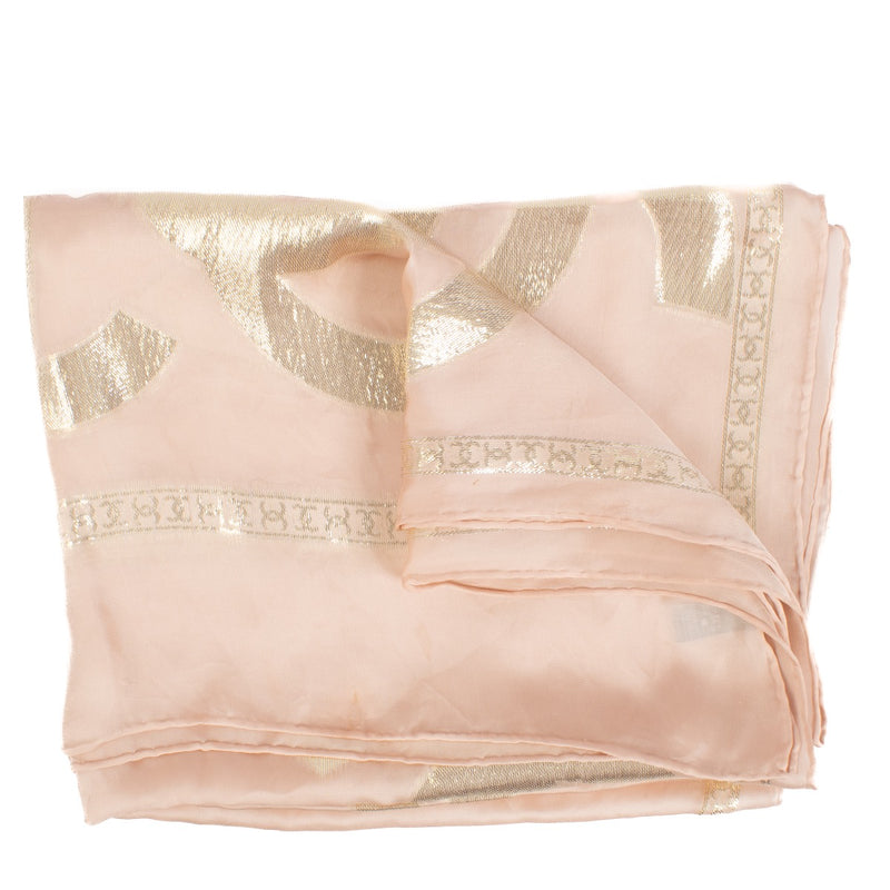 Buy authentic second hand Chanel Pink Silk 12P CC Shine Scarf at Labellov.com