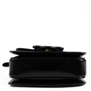 Celine All Black Teen Triomphe Bag in smooth black leather with a matching Triomphe clasp and adjustable strap for a sleek, timeless look. Shop now on Labellov.com.