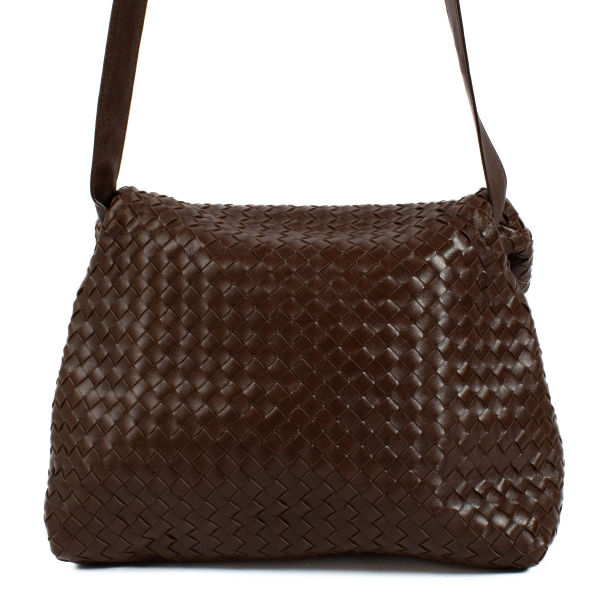 Authentic second hand Bottega Veneta Brown Intrecciato The Fold Bag on Labellov.com