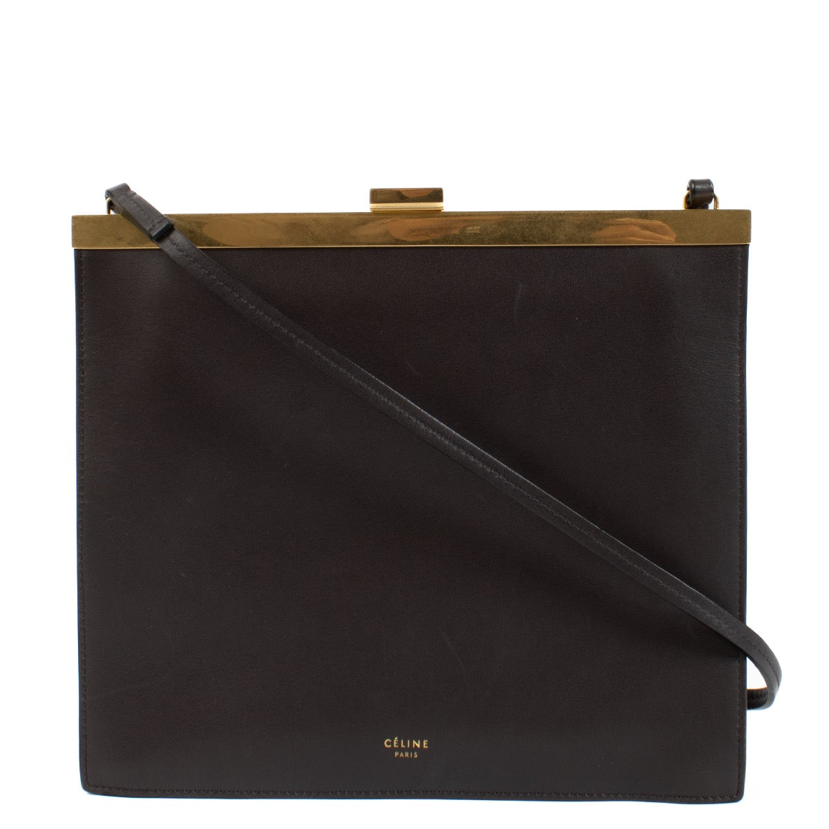 Buy authentic second hand Celine Brown Leather Clasp Crossbody Bag at Labellov.com
