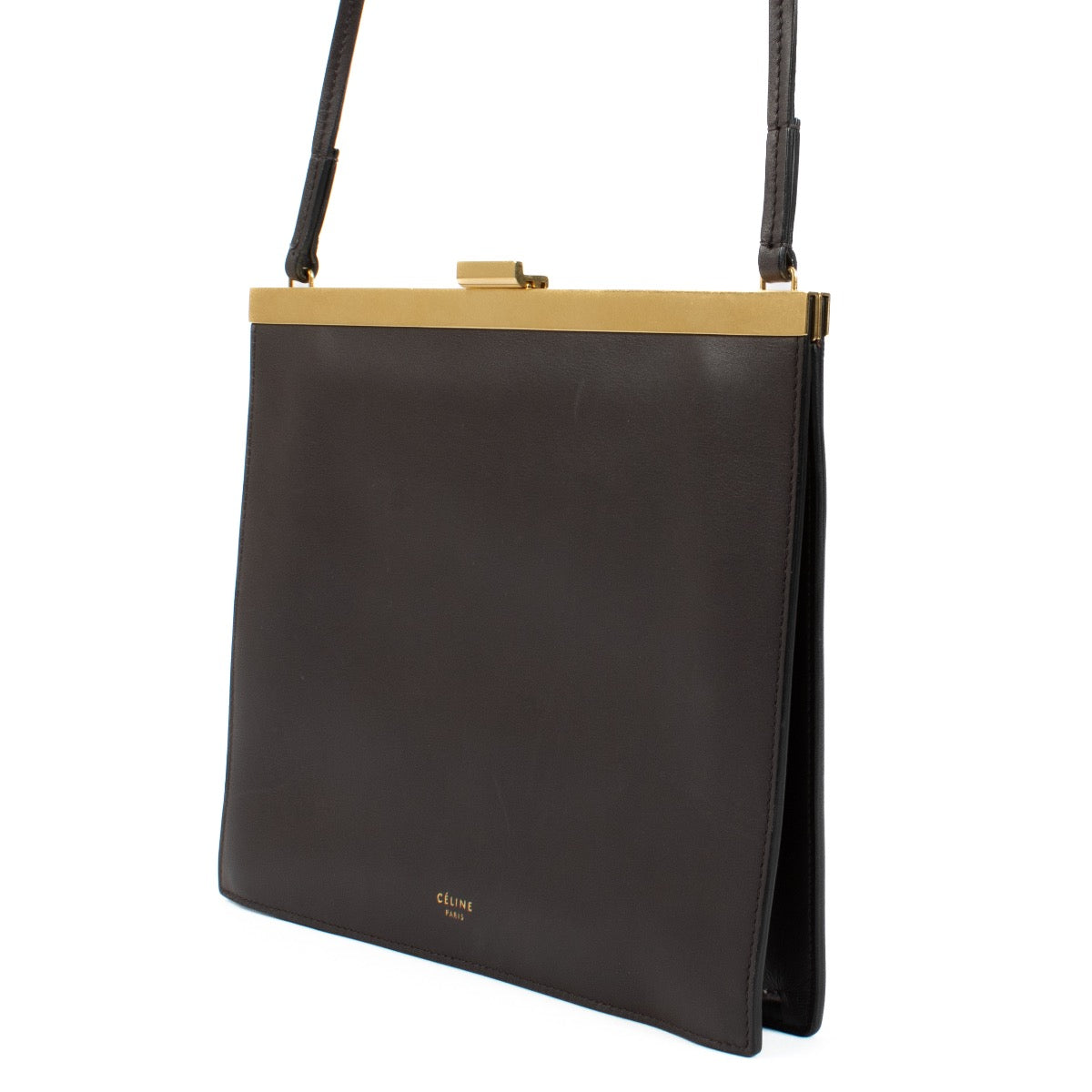 Buy authentic second hand Celine Brown Leather Clasp Crossbody Bag at Labellov.com