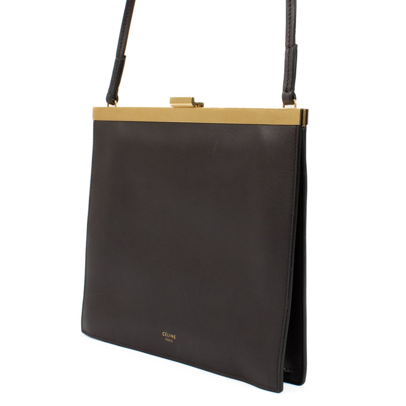 Buy authentic second hand Celine Brown Leather Clasp Crossbody Bag at Labellov.com