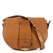 Celine Tan Medium Camarat B bag in smooth tan leather with gold-tone hardware, featuring a structured design and an adjustable shoulder strap. Shop now on Labellov.com.