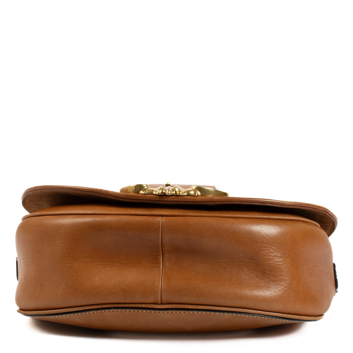 Celine Tan Medium Camarat B bag in smooth tan leather with gold-tone hardware, featuring a structured design and an adjustable shoulder strap. Shop now on Labellov.com.