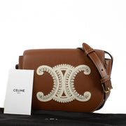 Authentic second hand Celine Tan Folco Cuir Embroidered Triomphe Bag on Labellov.com