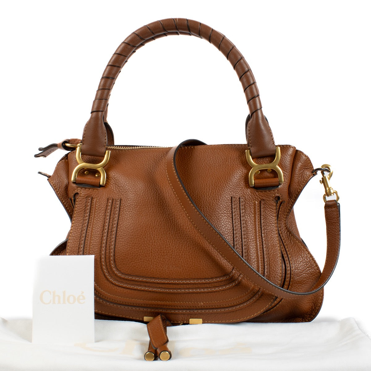 Buy authentic second hand Chloé Tan Grained Leather Marcie Bag at Labellov.com