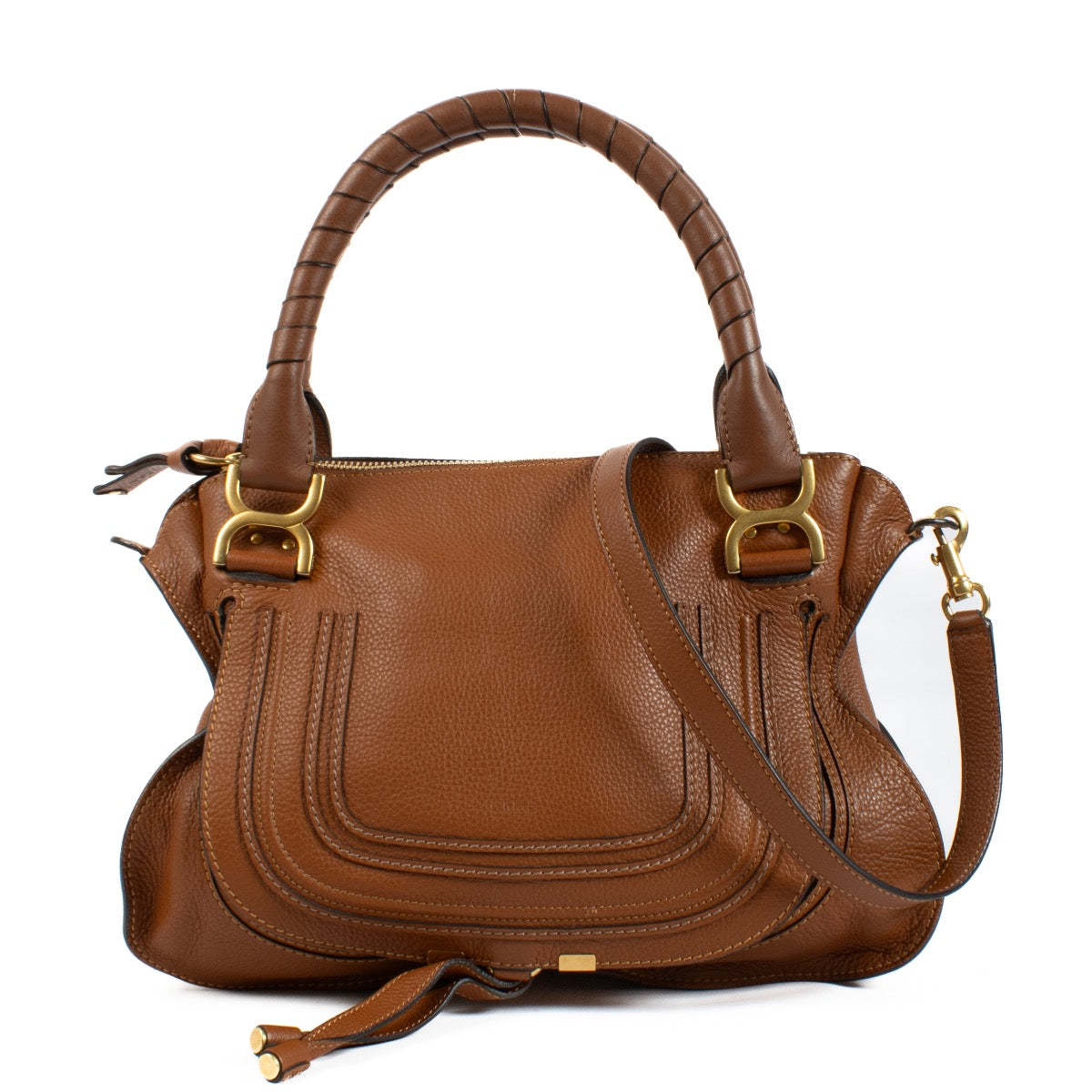 Buy authentic second hand Chloé Tan Grained Leather Marcie Bag at Labellov.com