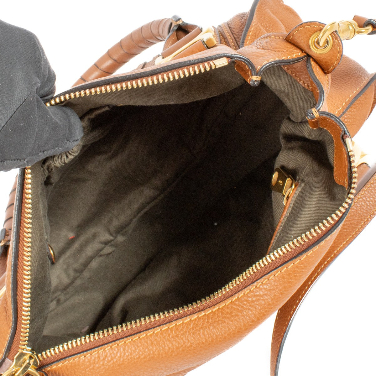 Buy authentic second hand Chloé Tan Grained Leather Marcie Bag at Labellov.com
