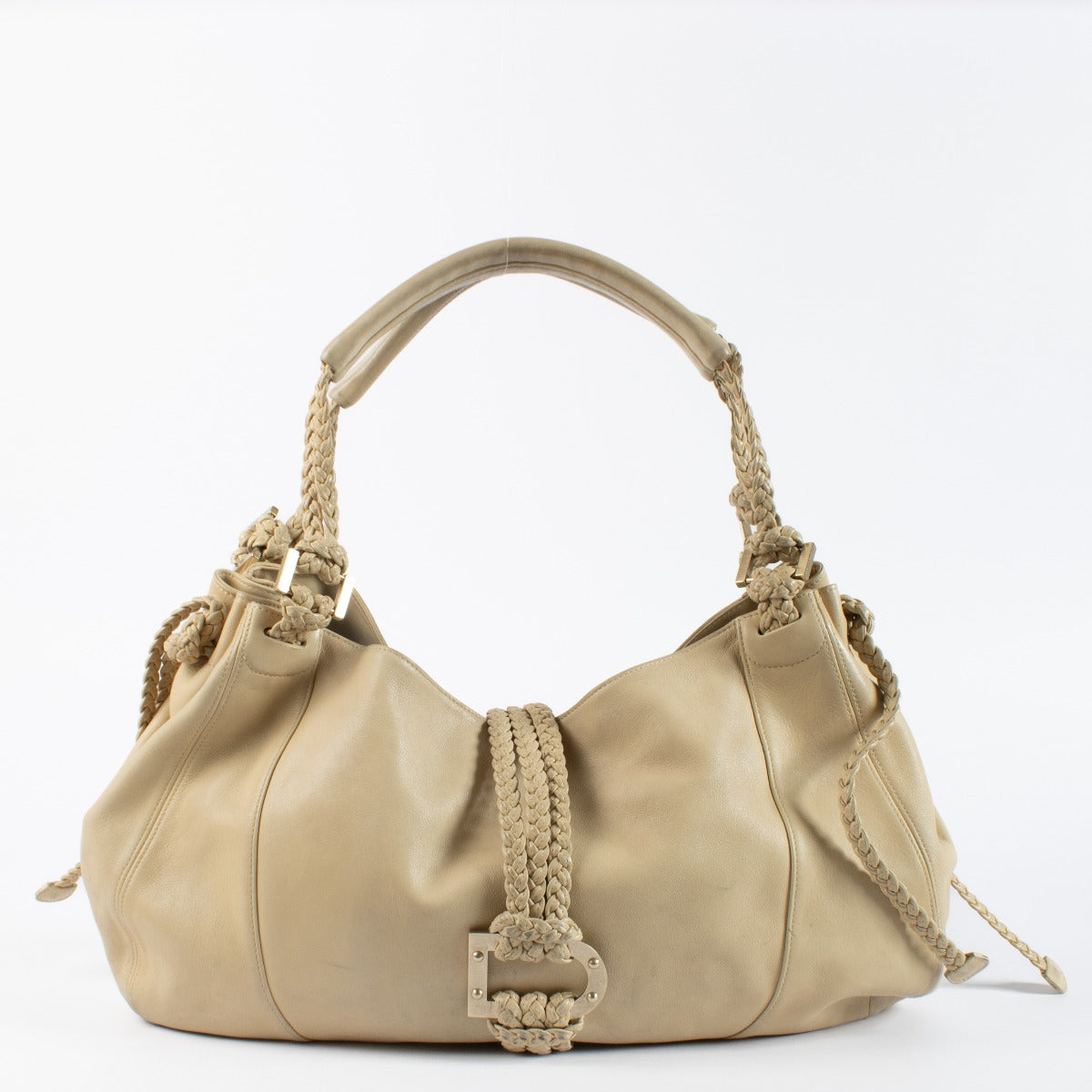 Authentic second hand Delvaux Eugène GM Cream Leather Shoulder Bag on Labellov.com