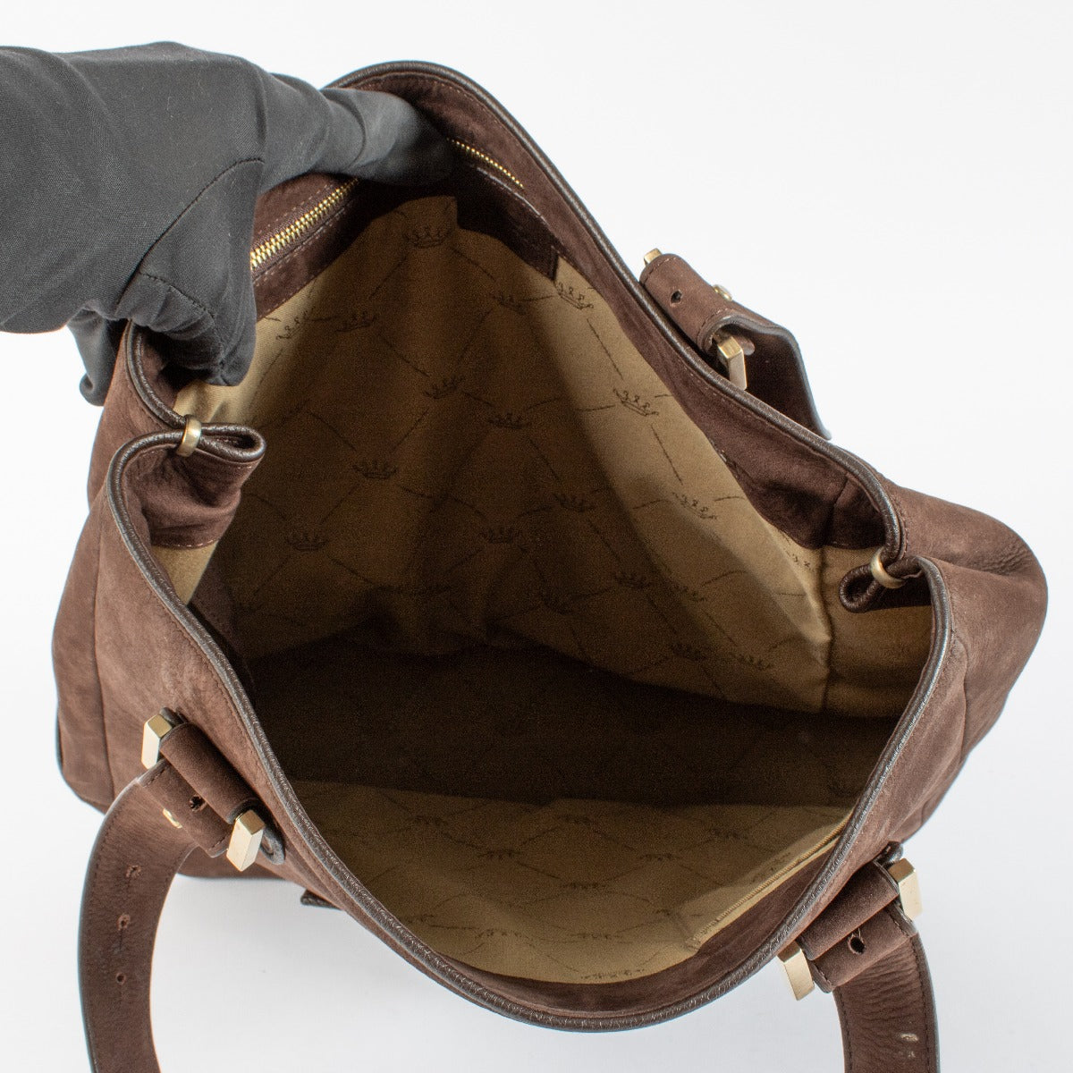 authentic vintage Delvaux Brown Nubuck Astrid Cabas Tote Bag on Labellov.com