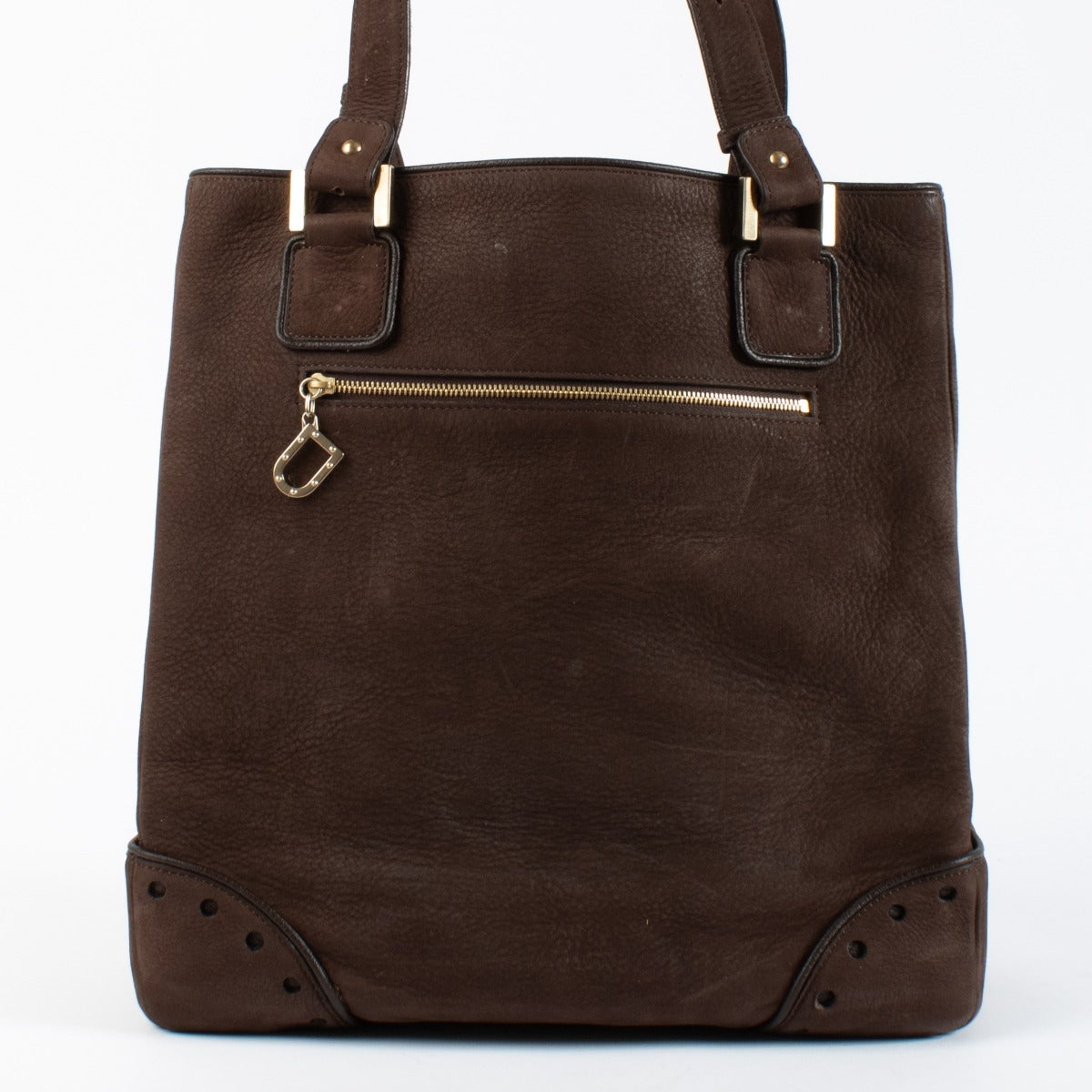 authentic vintage Delvaux Brown Nubuck Astrid Cabas Tote Bag on Labellov.com