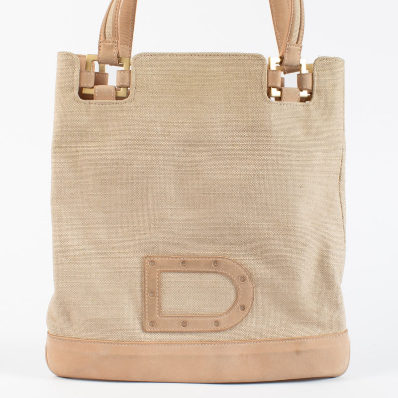 Authentic pre-loved Delvaux Beige Le Paul PM 'Toile Charleston' Tote Bag on Labellov.com