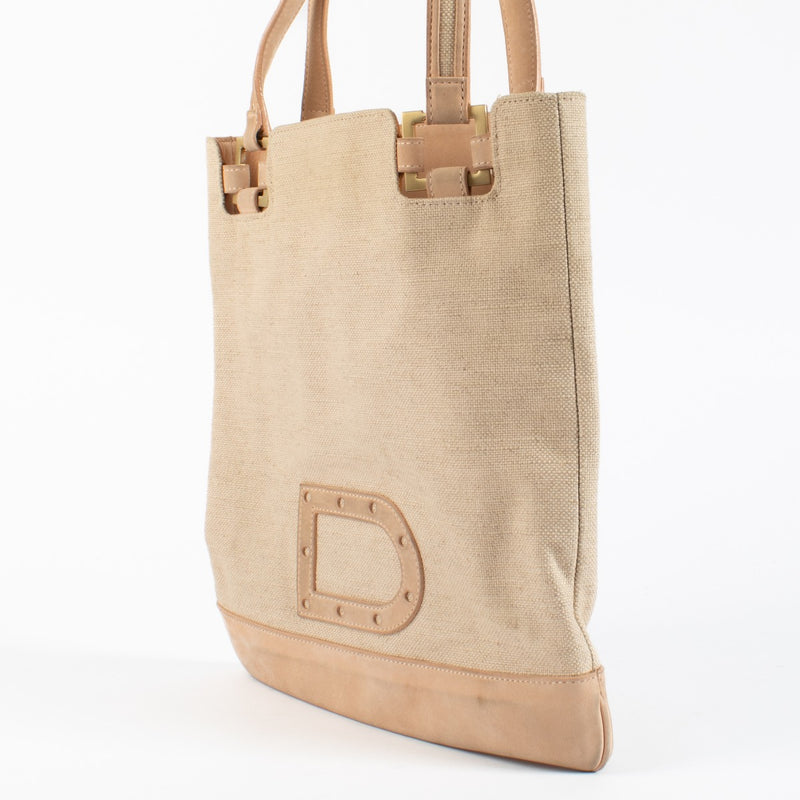 Authentic pre-loved Delvaux Beige Le Paul PM 'Toile Charleston' Tote Bag on Labellov.com