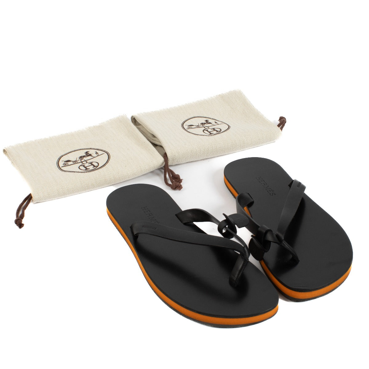 Hermès Black Thong Sandals - size 41