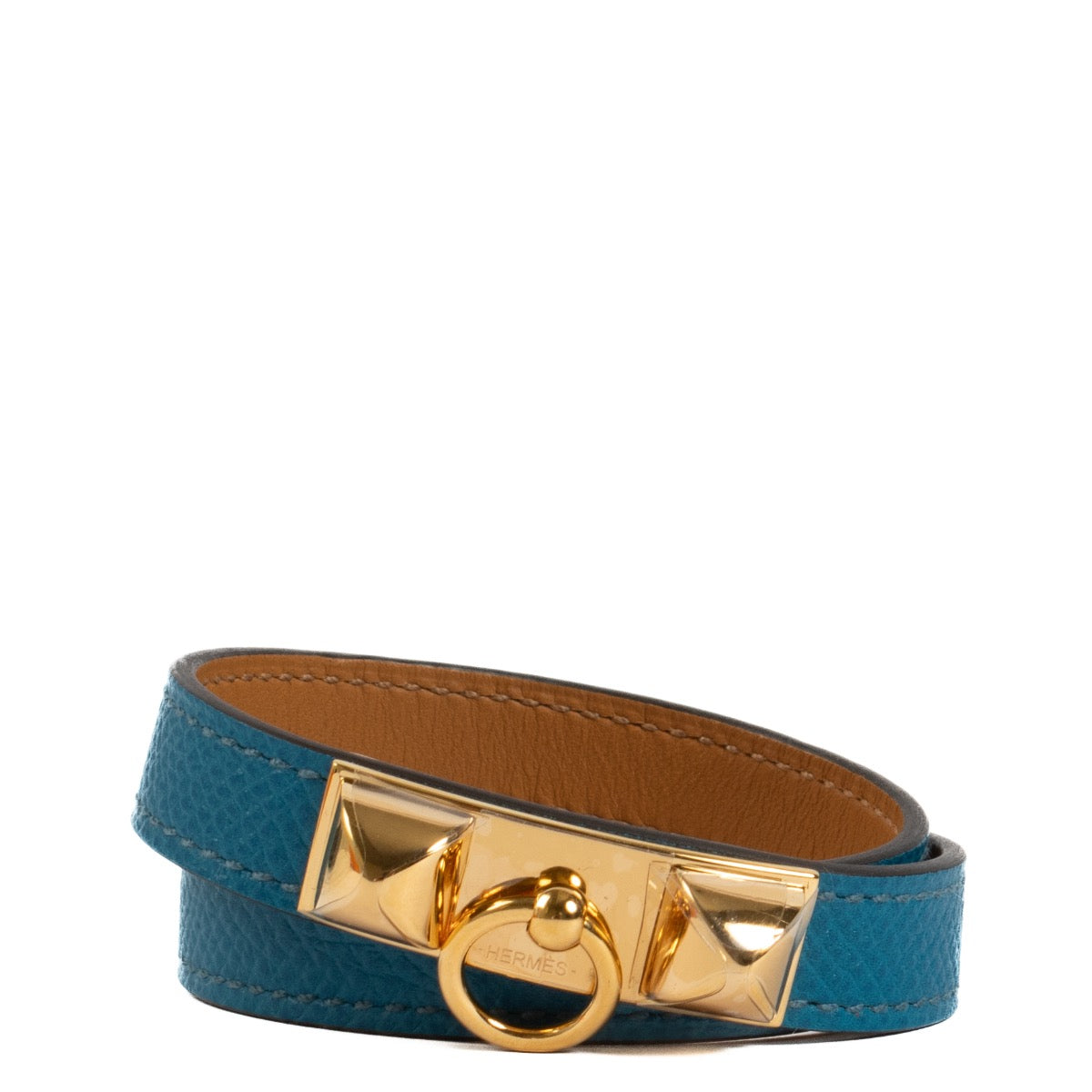 Authentic second hand Hermès Blue Espon Rivale Double Tour Bracelet on Labellov.com