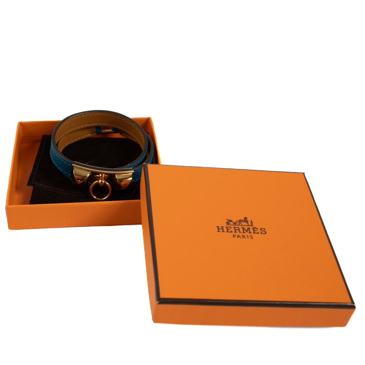 Authentic second hand Hermès Blue Espon Rivale Double Tour Bracelet on Labellov.com