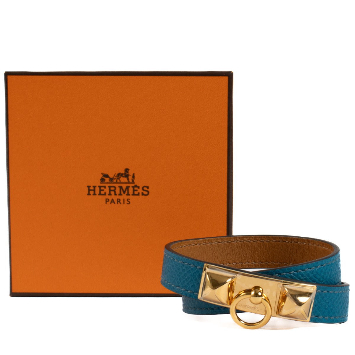 Authentic second hand Hermès Blue Espon Rivale Double Tour Bracelet on Labellov.com