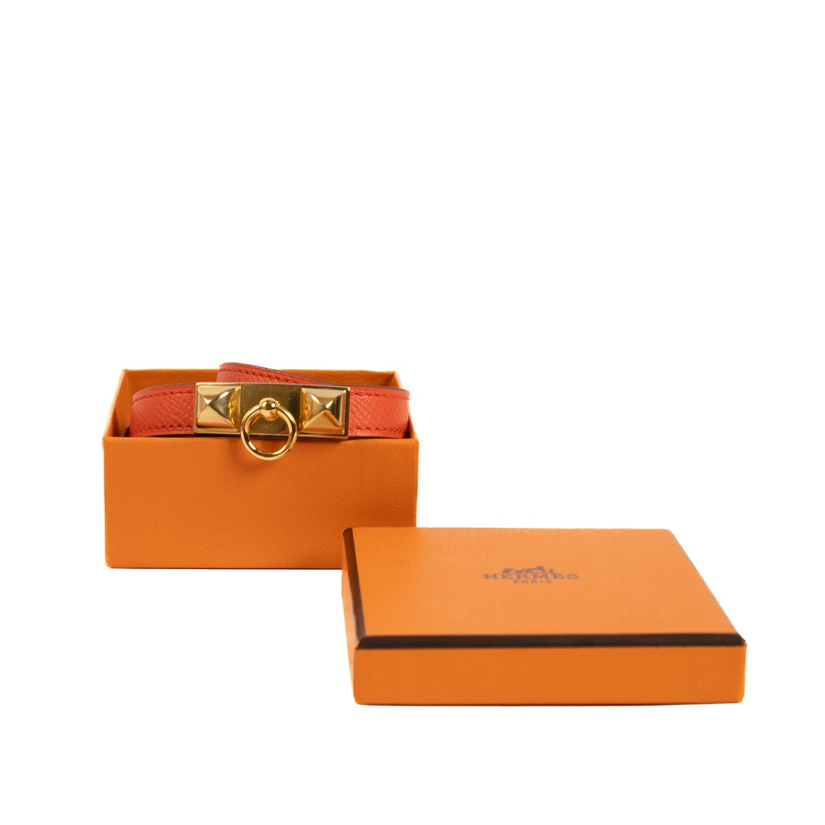 Authentic second hand Hermès Orange Espom Rivale Double Tour Bracelet - Size S on Labellov.com