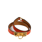 Authentic second hand Hermès Orange Espom Rivale Double Tour Bracelet - Size S on Labellov.com