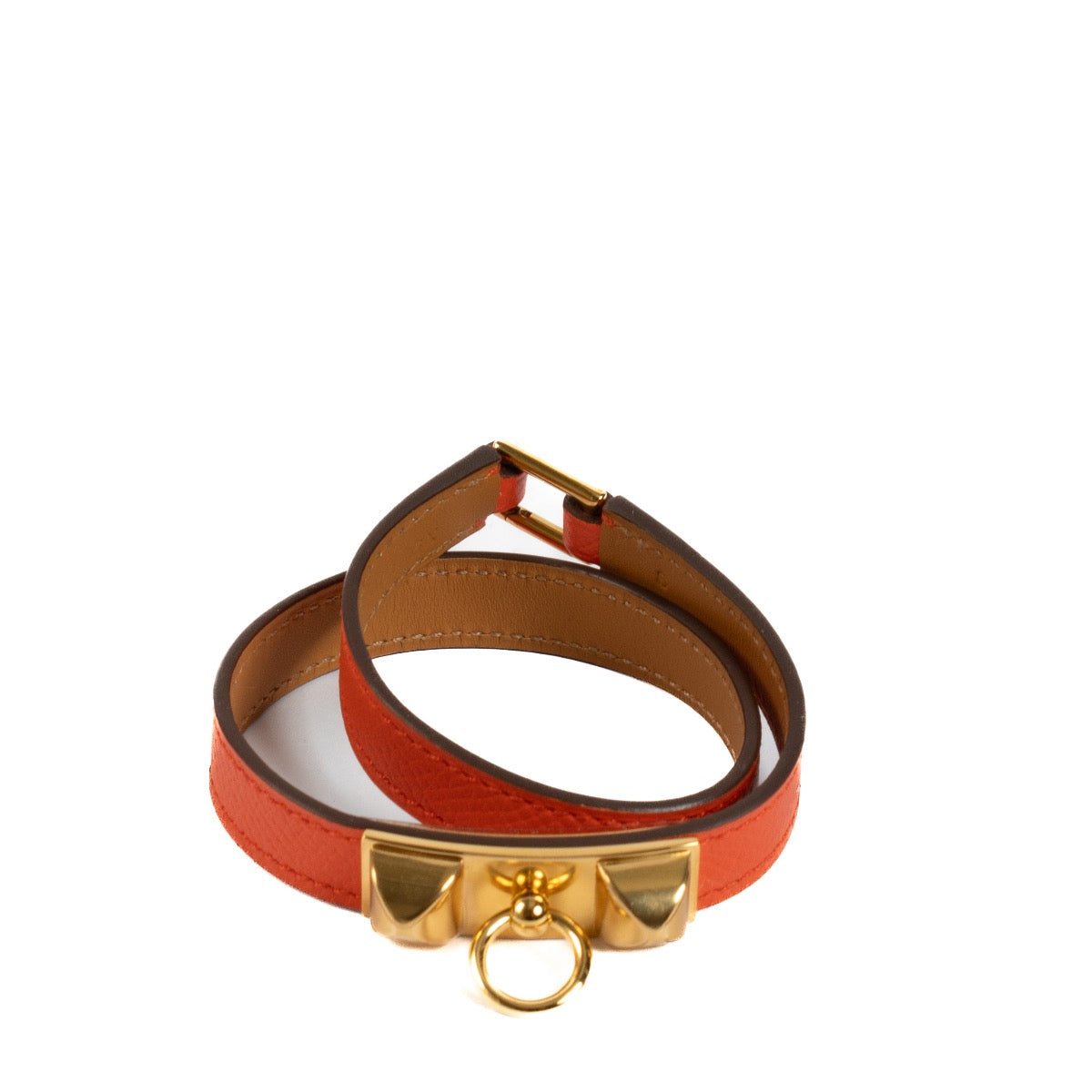 Authentic second hand Hermès Orange Espom Rivale Double Tour Bracelet - Size S on Labellov.com