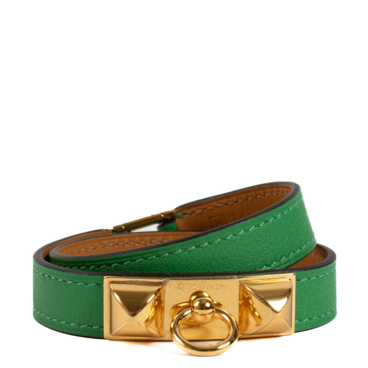 Authentic second hand Hermès Green Swift Rivale Double Tour Bracelet on Labellov.com