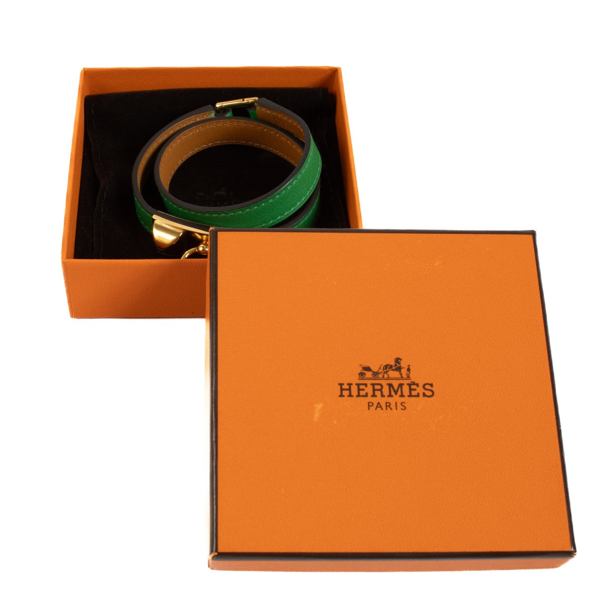 Authentic second hand Hermès Green Swift Rivale Double Tour Bracelet on Labellov.com