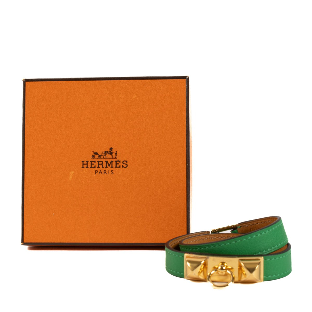 Authentic second hand Hermès Green Swift Rivale Double Tour Bracelet on Labellov.com