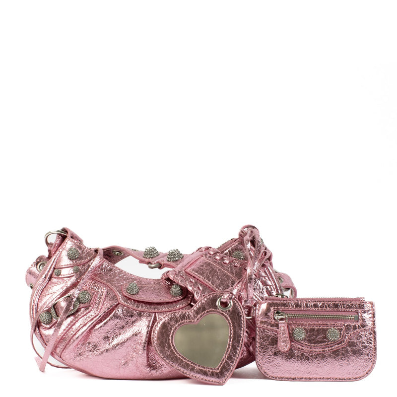Balenciaga Metallic Pink Rhinestone Le Cagole XS