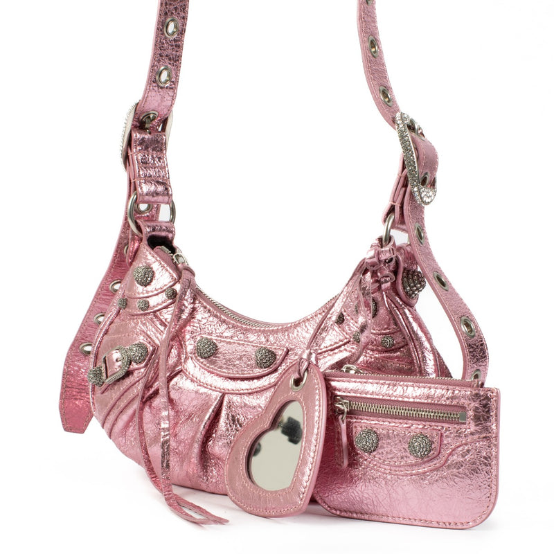 Authentic second hand Balenciaga Metallic Pink Rhinestone Le Cagole XS on Labellov.com