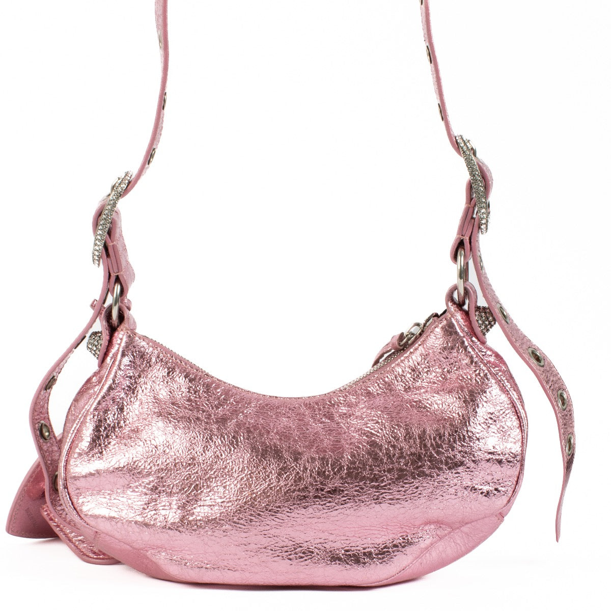 Authentic second hand Balenciaga Metallic Pink Rhinestone Le Cagole XS on Labellov.com