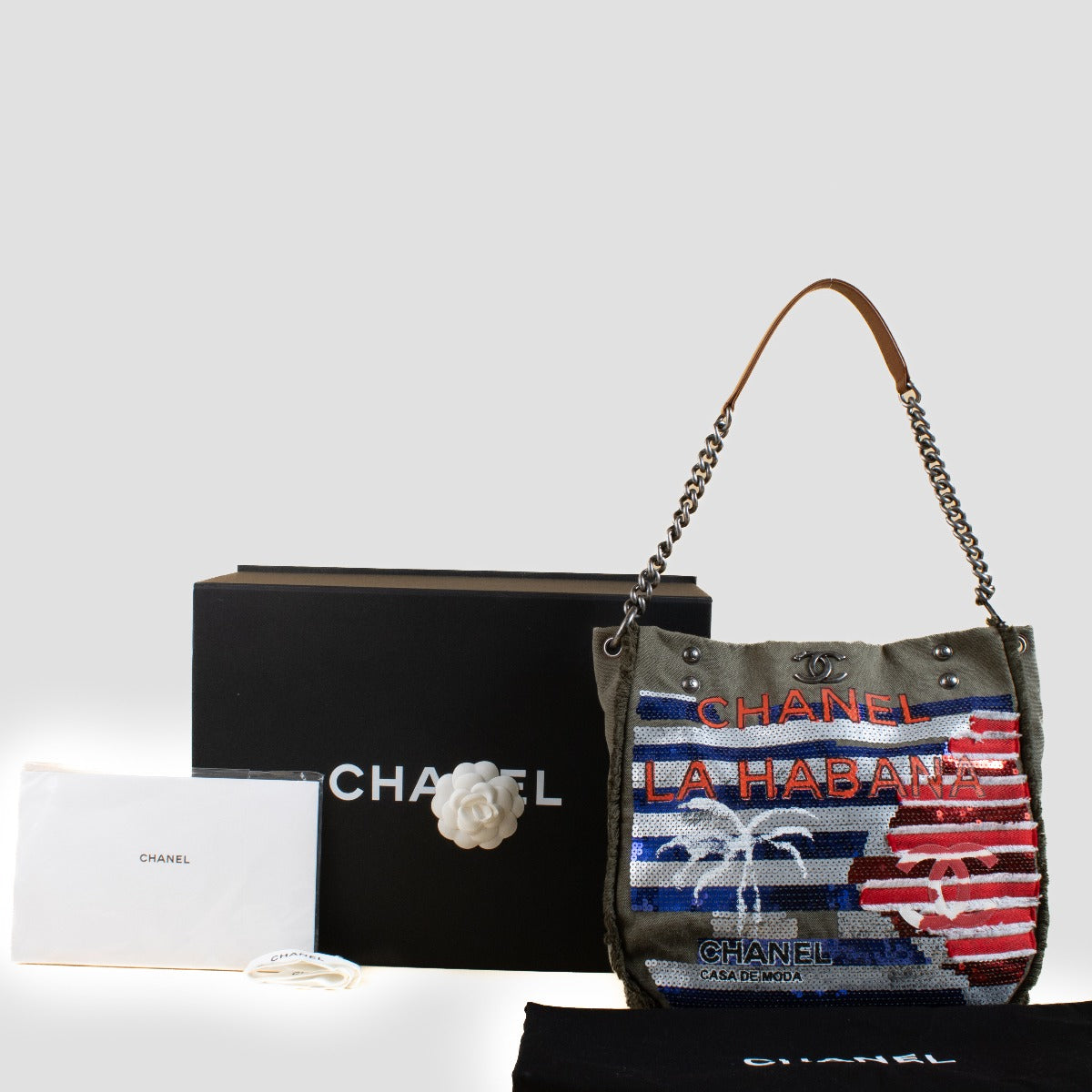 shop 100% authentic second hand Chanel La Habana Canvas Sequin Hobo Bag on Labellov.com
