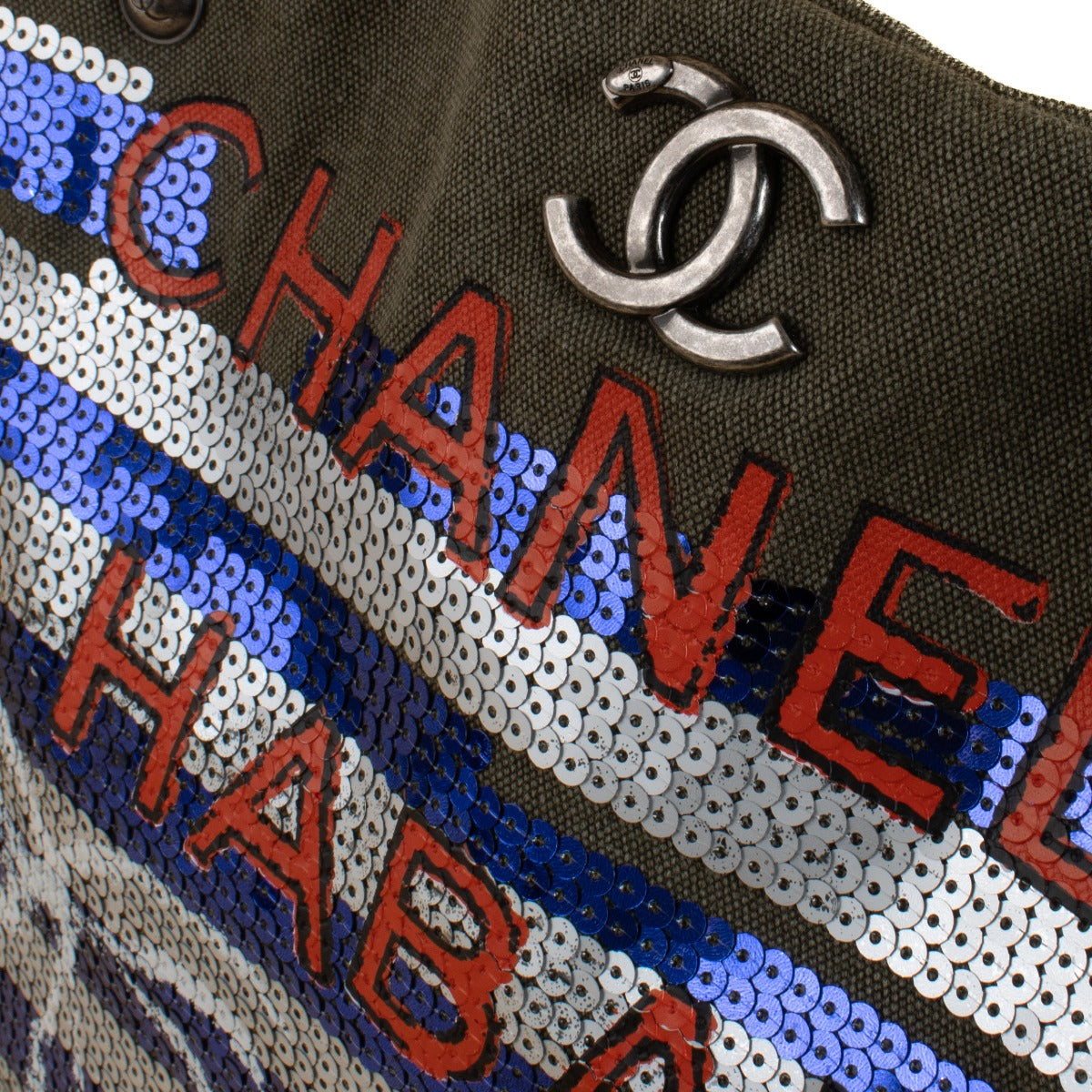 shop 100% authentic second hand Chanel La Habana Canvas Sequin Hobo Bag on Labellov.com
