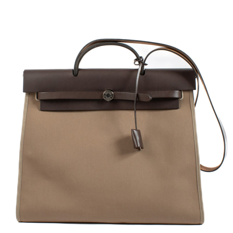 2012 Hermès Herbag Zip 39 Etoupe Canvas/Leather PHW