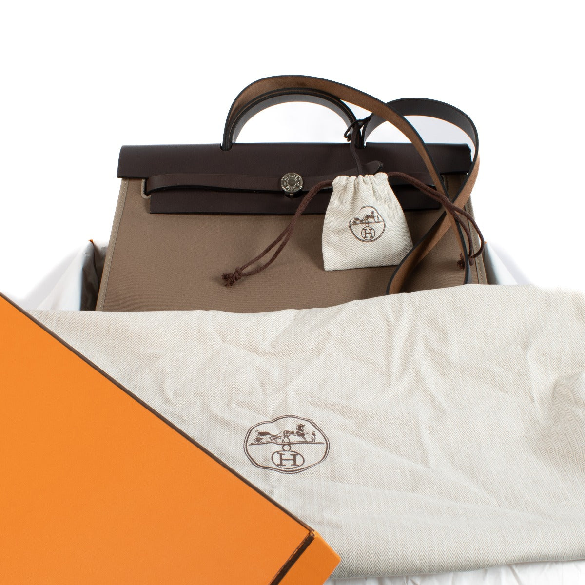 Hermès Herbag Zip 39 Etoupe Canvas/Leather PHW