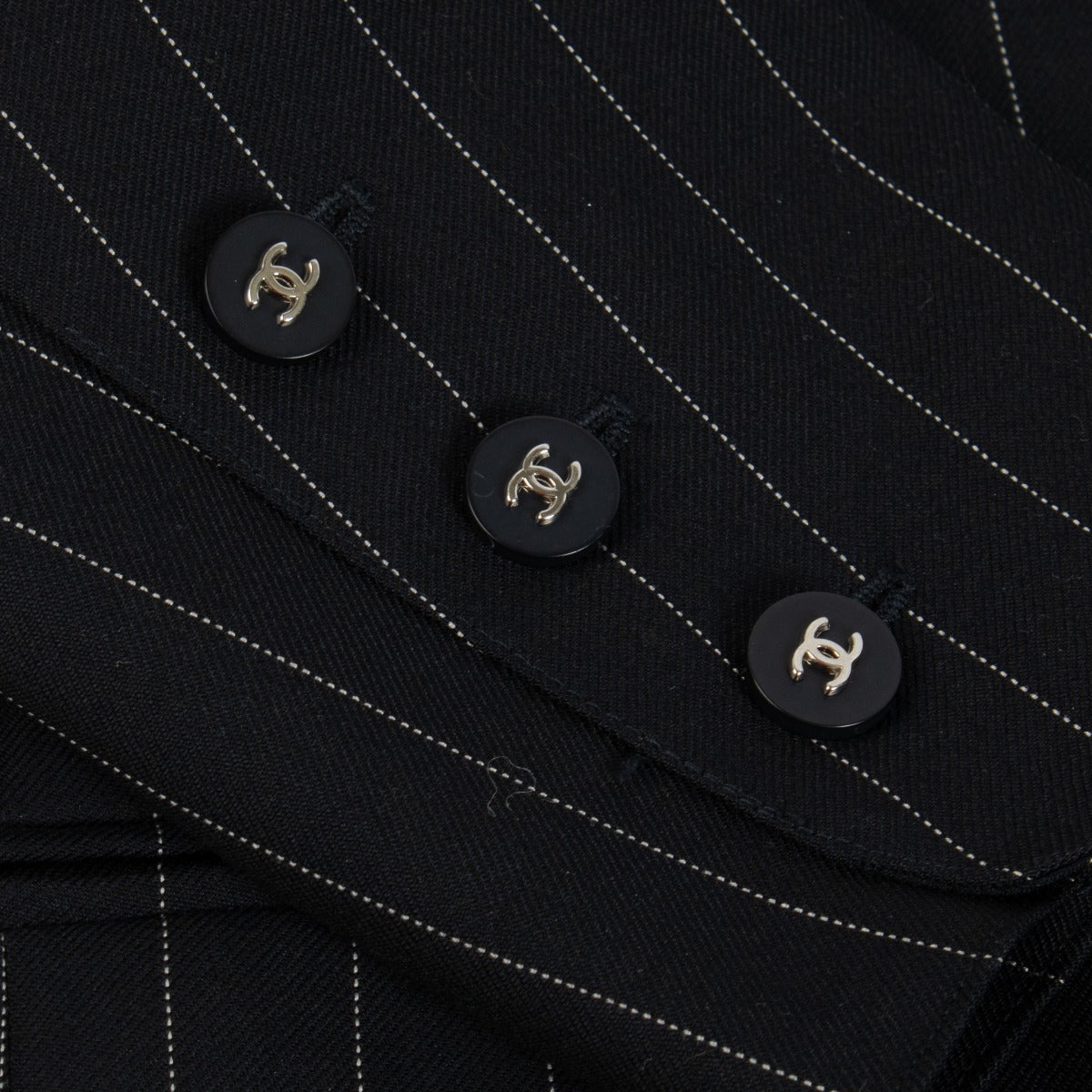 Chanel 96P Black Pinstripe Jacket - Size 40