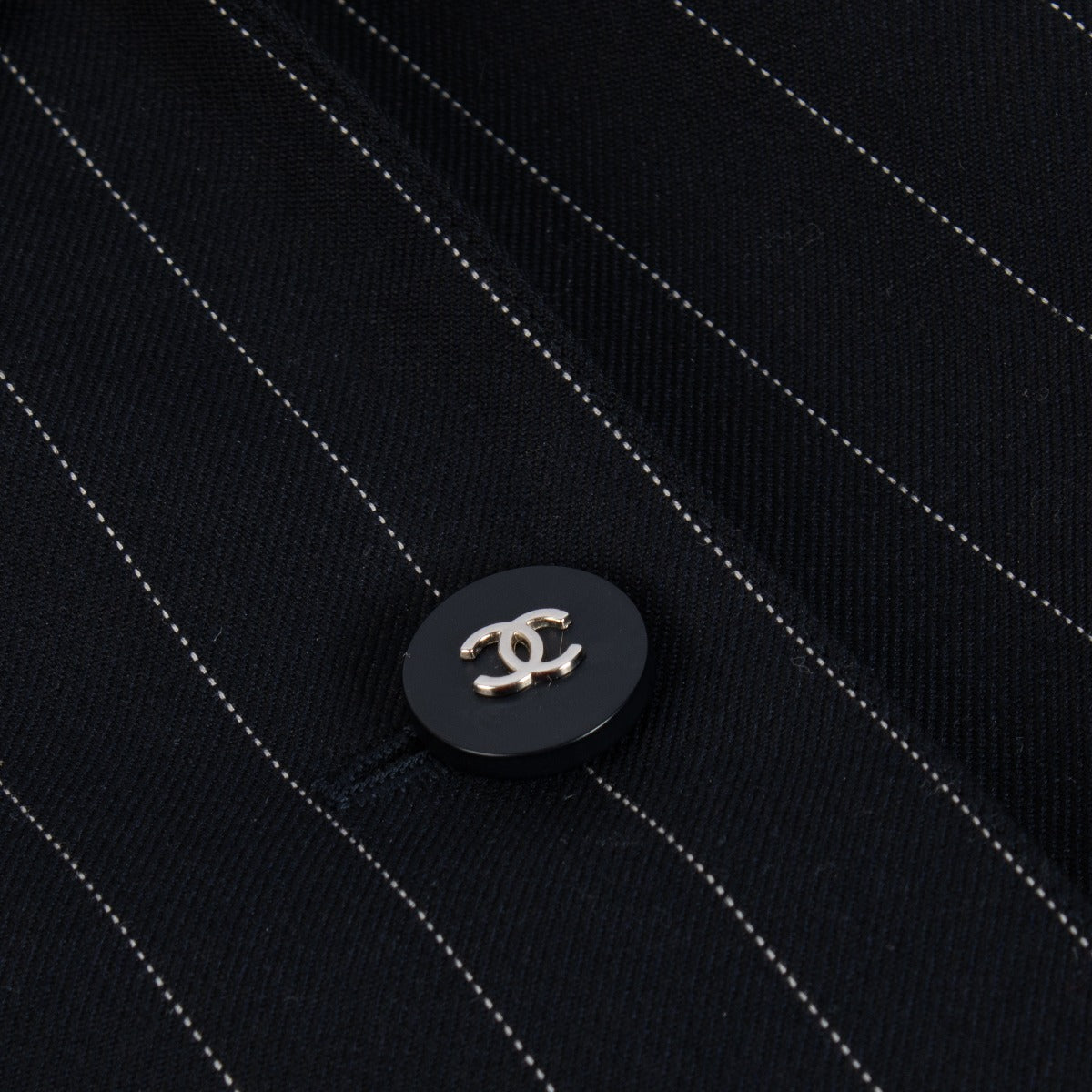 Chanel 96P Black Pinstripe Jacket - Size 40