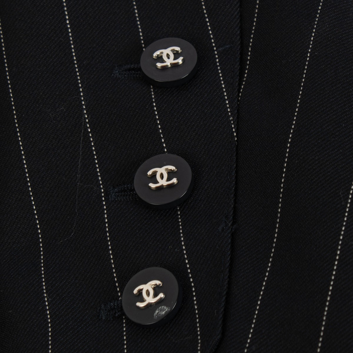 Chanel 96P Black Pinstripe Jacket - Size 40