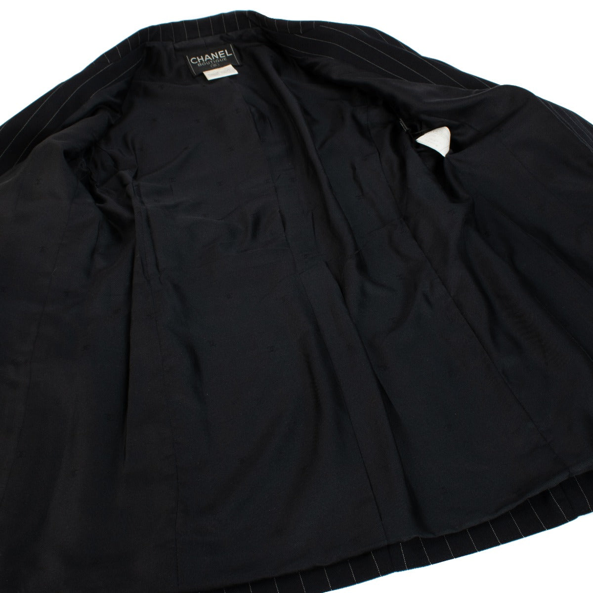 Chanel 96P Black Pinstripe Jacket - Size 40