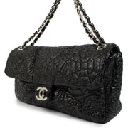 Authentic second hand Chanel Black Patent Graphic Edge Single Flap Bag on Labellov.com