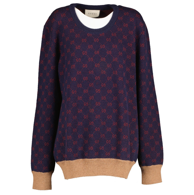 Authentic second hand Gucci Blue GG Jacquard Sweater on Labellov.com
