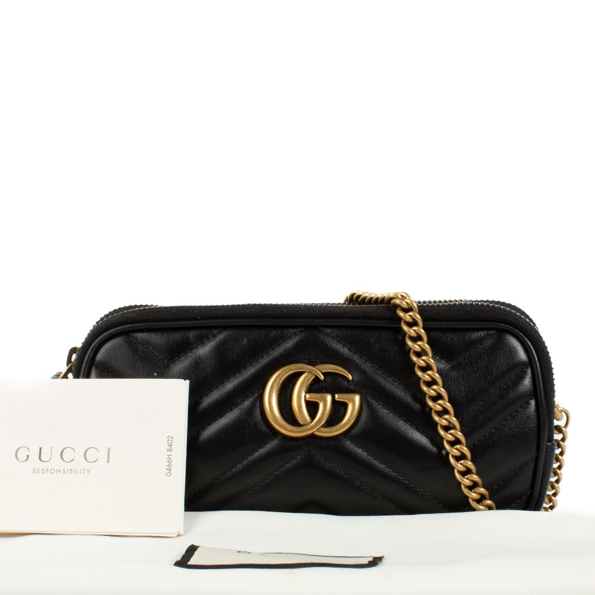 Authentic second hand Gucci Black GG Marmont Triple Zip Crossbody Bag on Labellov.com