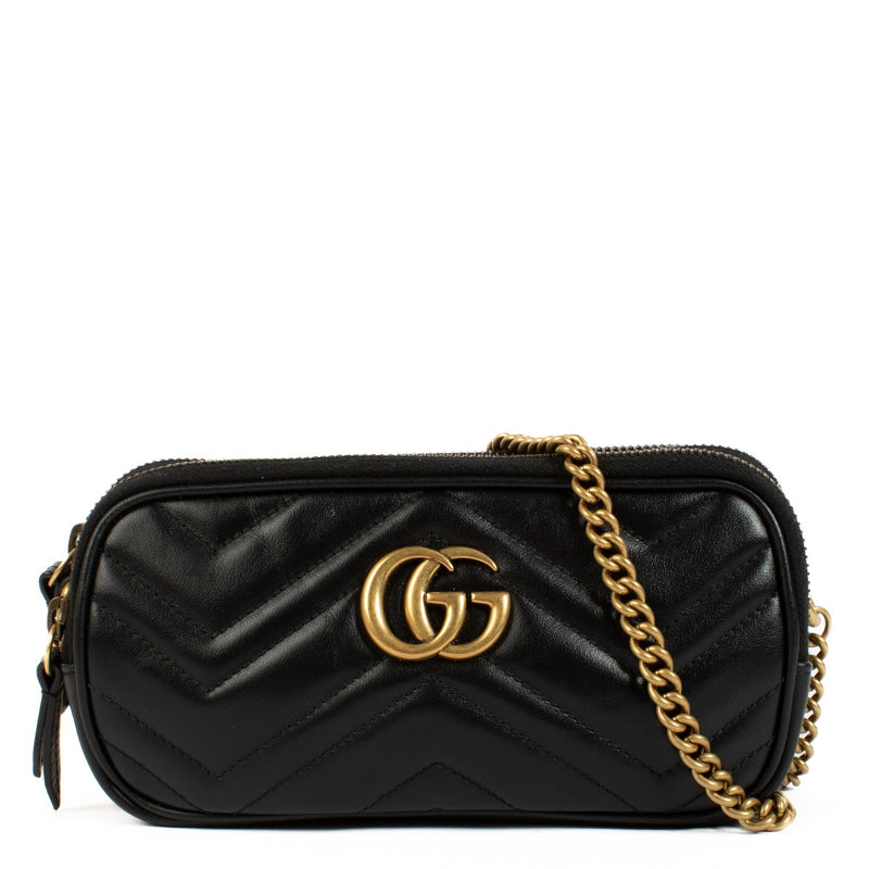Authentic second hand Gucci Black GG Marmont Triple Zip Crossbody Bag on Labellov.com