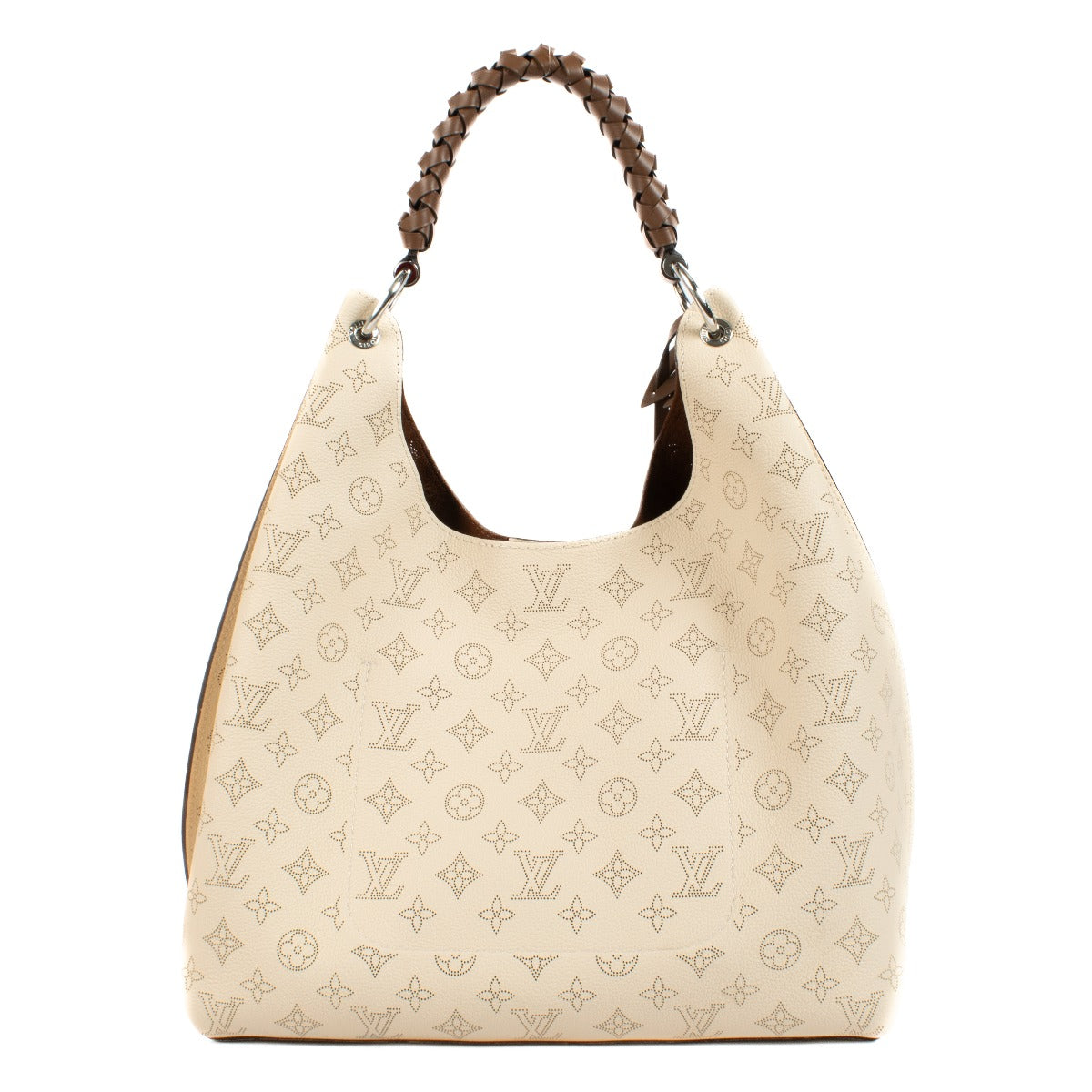 Louis Vuitton Creme Mahina Carmel Hobo Bag