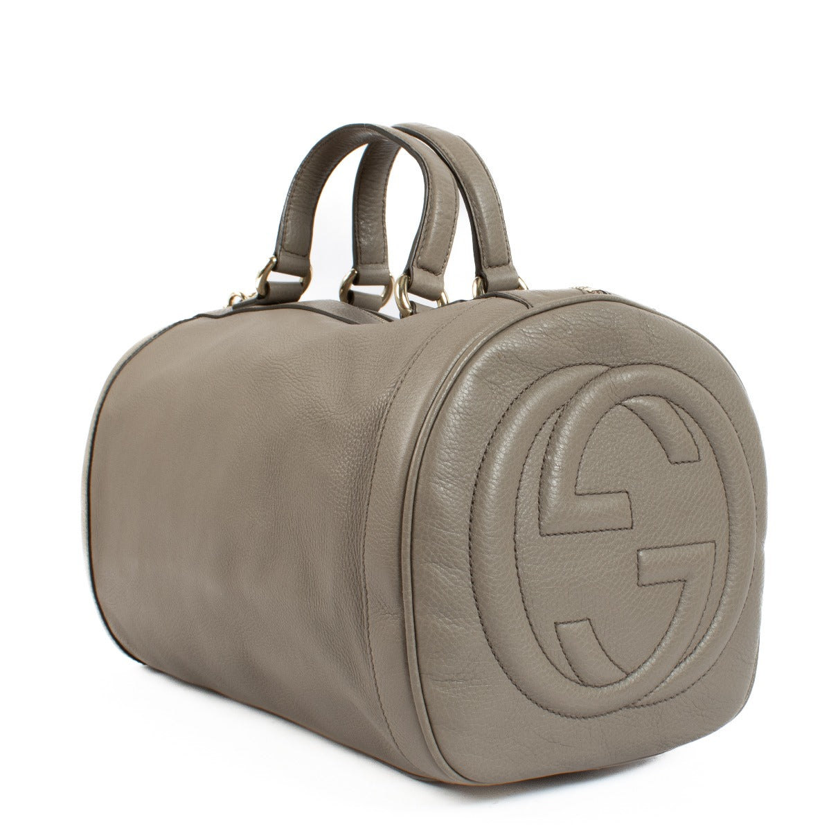 shop 100% authentic second hand Gucci Taupe Leather Boston Bag on Labellov.com