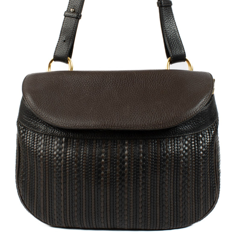 Delvaux Vintage Brown Toile de Cuir Shoulder Bag