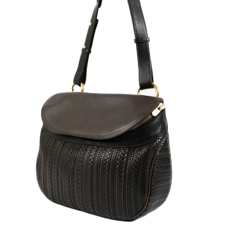 Delvaux Vintage Brown Toile de Cuir Shoulder Bag