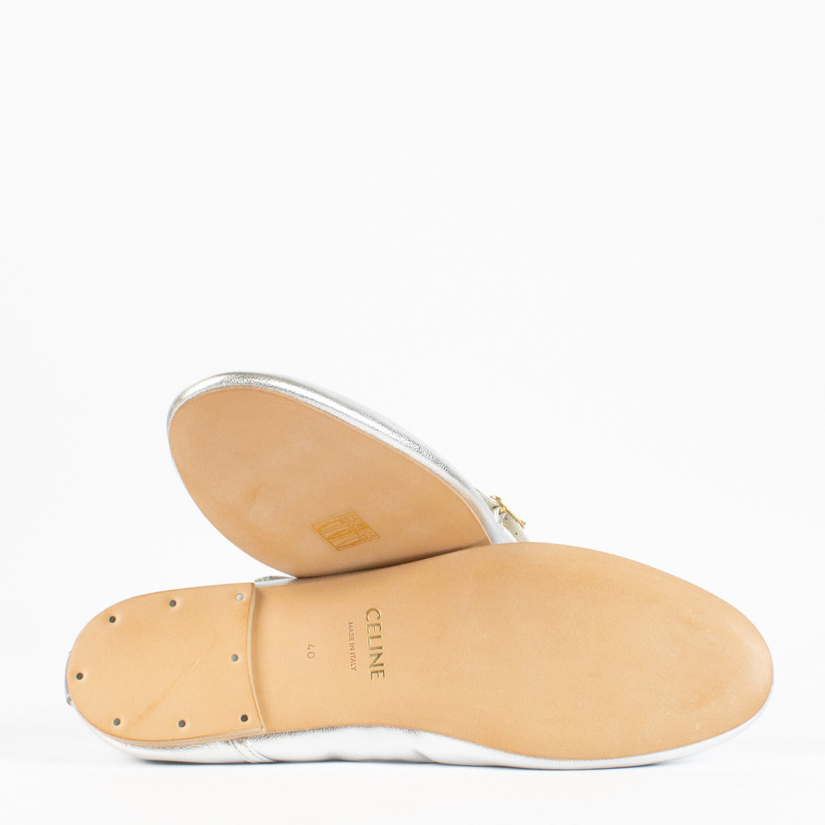 Celine Silver Leather Ballerina Flats - size 40