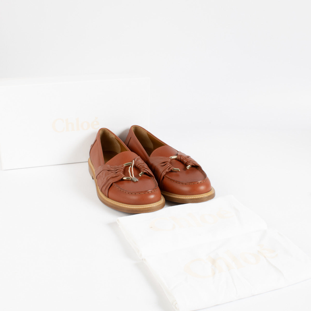 Chloé Terracotta Brown C Loafers - size 40