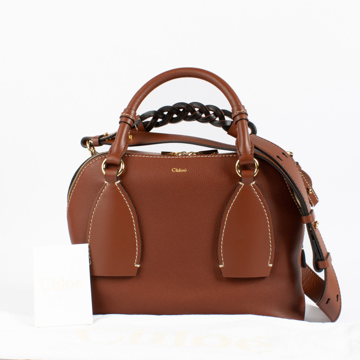 Chloé Medium Woody Tan Leather Satchel for the best price at Labellov secondhand luxury